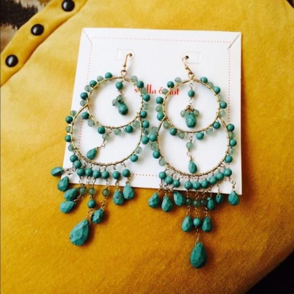 Stella & Dot |~UltraRARE~Azure Hand-beaded Turquoise Couture ChandelierE⦠- Picture 6 of 6